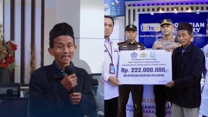 KOMPAS.COM/DOK. Polres Lampung Utara
Oman Abdurohman, warga asal banten yang menjadi korban salah tangkap polisi kini menerima uang ganti rugi sebesar Rp 222 juta.