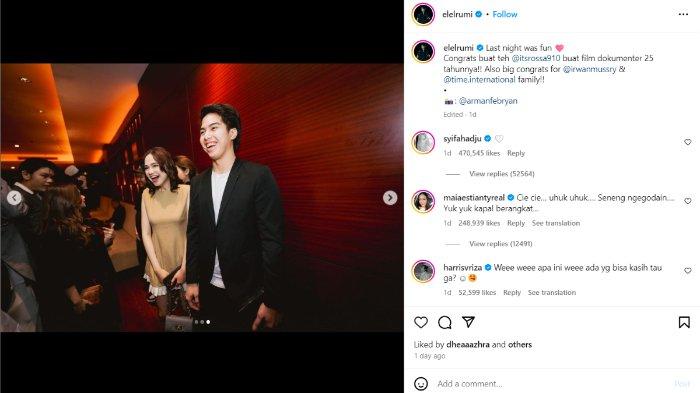 komentar emoji hati berwarna putih yang dikirim Syifa Hadju di postingan Instagram El Rumi.