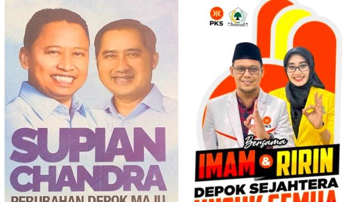 Dua Pasangan calon yang akan ikut Pilkada Kota Depok 2024, Supian Suri-Chandra dan IBH-Ririn.