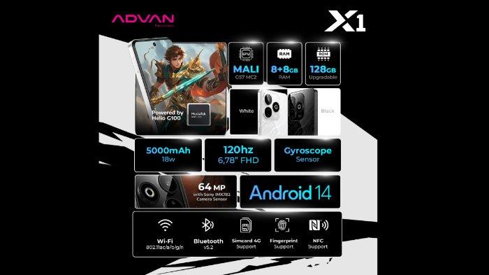 Advan meluncurkan ponsel gaming Advan X1 dengan  prosesor gaming Mediatek Helio G100 CPU octa-core yang terdiri dari dua core Cortex-A76 untuk performa tinggi dan enam core Cortex-A55 yang memastikan efisiensi daya.