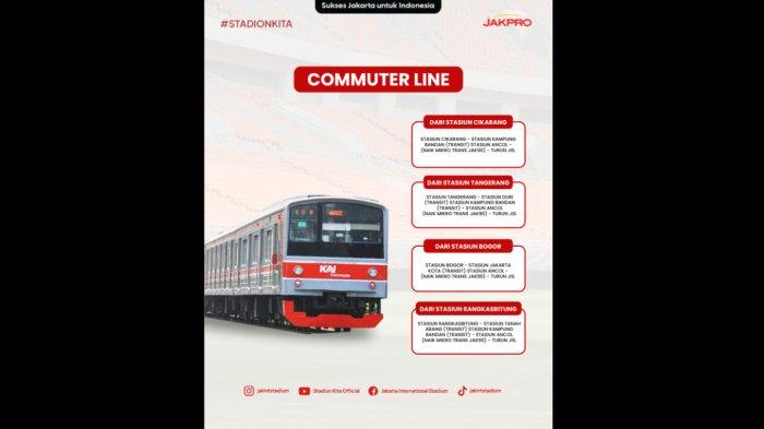 Akses menuju stadion Jakarta International Stadium (JIS) menggunakan KRL Commuter Line.