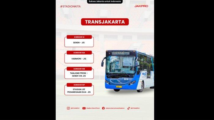 Akses menuju stadion Jakarta International Stadium (JIS) menggunakan Transjakarta.