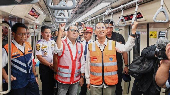 Menteri Perhubungan Budi Karya Sumadi lakukan inspeksi ke proyek pembangunan LRT Jabodebek, Jakarta bersama Pj Gubernur DKI Jakarta Heru Budi Hartono.