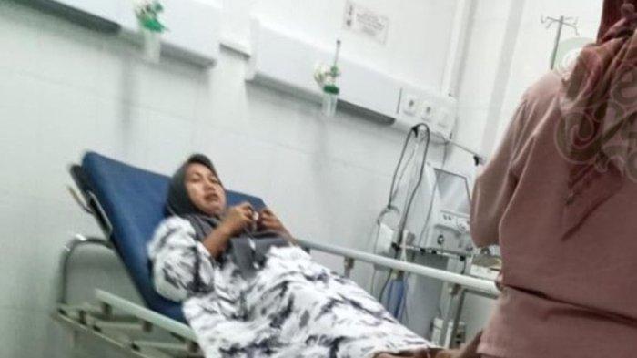 Diah Setyorini dirawat di rumah sakit usai mendapatkan luka akibat peluru nyasar.