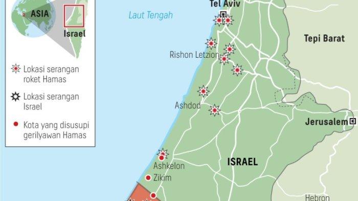 Foto: Peta serangan di Israel dan Gaza