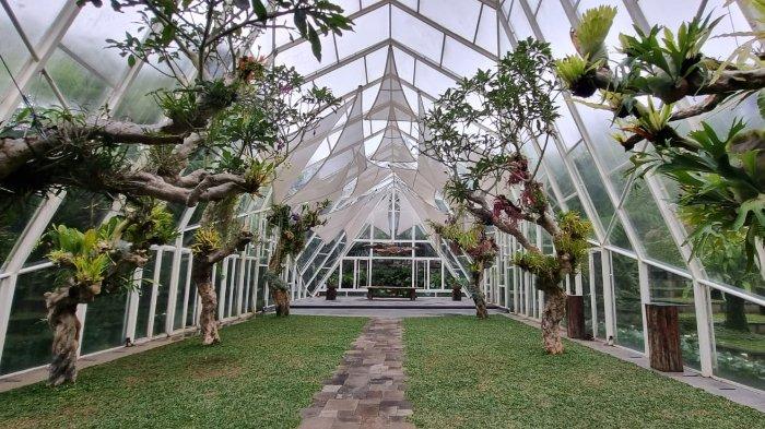 Glass Pavilion, yakni bangunan kaca berbentuk segitiga menjadi spot ikonik di Amaryllis Boutique Resort, Cisarua, Puncak, Bogor. Tempat ini biasa dijadikan sebagai tempat untuk menyelenggarakan private wedding.