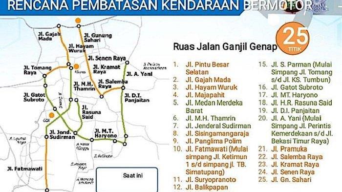 Lokasi Ganjil Genap Jakarta, Senin 28 Juli untuk Kendaraan Genap