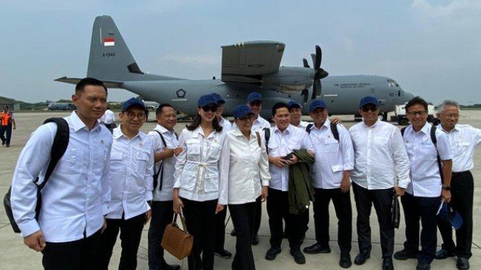 Menteri dan Wakil Menteri Prabowo Subianto naik Hercules ke Akmil Magelang
