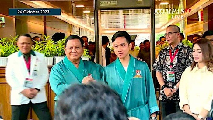 Prabowo Subianto dan Gibran Rakabuming Raka melakukan tes kesehatan di RSPAD Gatot Subroto, Kamis (26/10/2023).