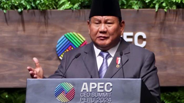 Presiden RI Prabowo Subianto diberi kesempatan berbicara di hadapan ratusan CEO dunia dalam APEC CEO Summit Peru 2024 yang digelar di Lima, Peru pada Kamis (14/11/2024) waktu Peru