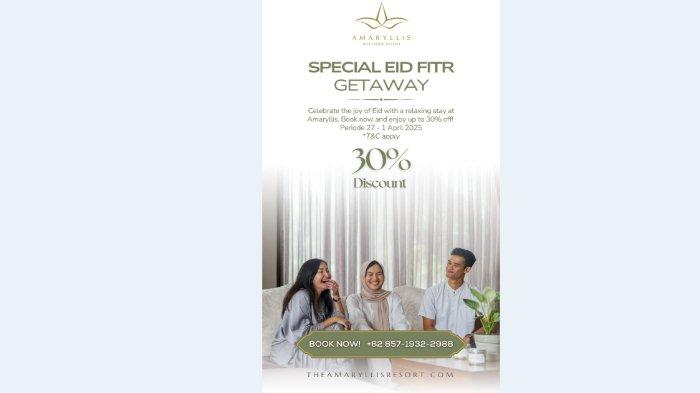 Momen bulan suci Ramadhan, Amaryllis Boutique Resort menghadirkan program Ramadhan Promotion, seperti halnya diskon menginap hingga 40 persen selama Ramadan dan hingga 30 persen saat Idul Fitri. 