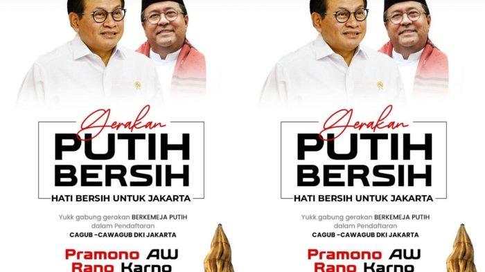 Melalui akun instagram resminya @si.rano, Rano Karno unggah sebuah poster. Dalam poster itu bertuliskan 'Gerakan Putih Bersih: Hati Bersih untuk Jakarta'.