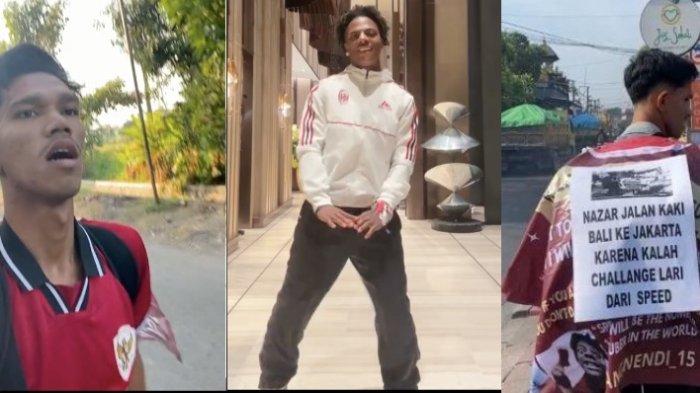 Pemuda bernama Saputra Nendi viral di media sosial karena berjalan kaki dari Bali ke Jakarta setelah kalah balap lari dari IShowSpeed