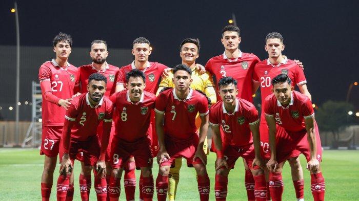 Skuad Timnas Indonesia saat lawan Timnas Irak, Senin (15/1/2024) malam WIB.