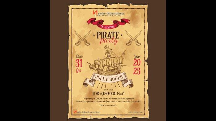Swiss-Belresidences Rasuna Epicentrum menggelar acara pergantian tahun bertajuk “Pirate Party” pada 31 Desember 2023 di Swiss-Café™ Restaurant dengan tema bajak laut.