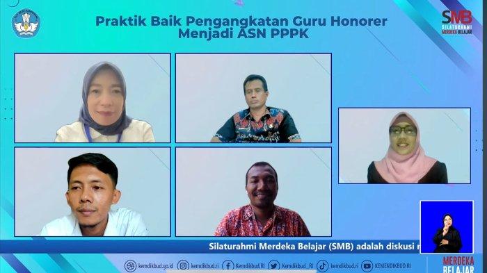 Sesi webinar Silaturahmi Merdeka Belajar (SMB) berjudul “Praktik Baik Pengangkatan Guru Honorer menjadi ASN PPPK” pada Kamis, (9/11/2023).
