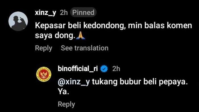 Viral Admin Instagram BIN Balas Komentar Netizen Dengan Kalimat Kocak,  Netizen: Admin Lawak Banget - Wartakotalive.com