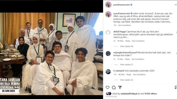 Anies Baswedan dan Ganjar Pranowo beserta keluarga ketika berada di Mina, Mekah, Arab Saudi.