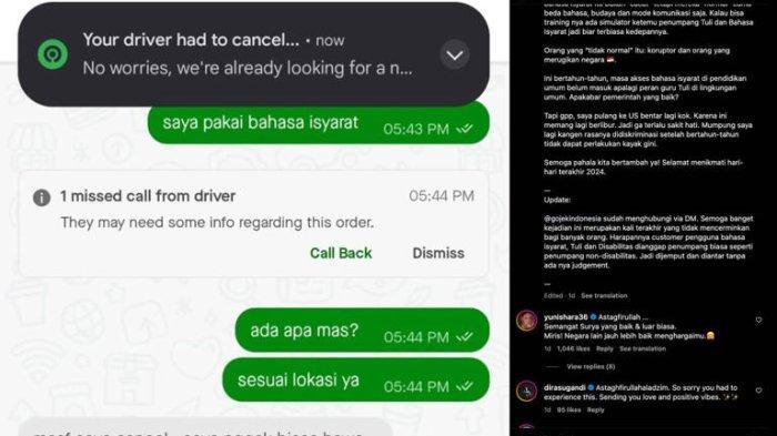 Chat seorang driver ojol terhadap anak artis