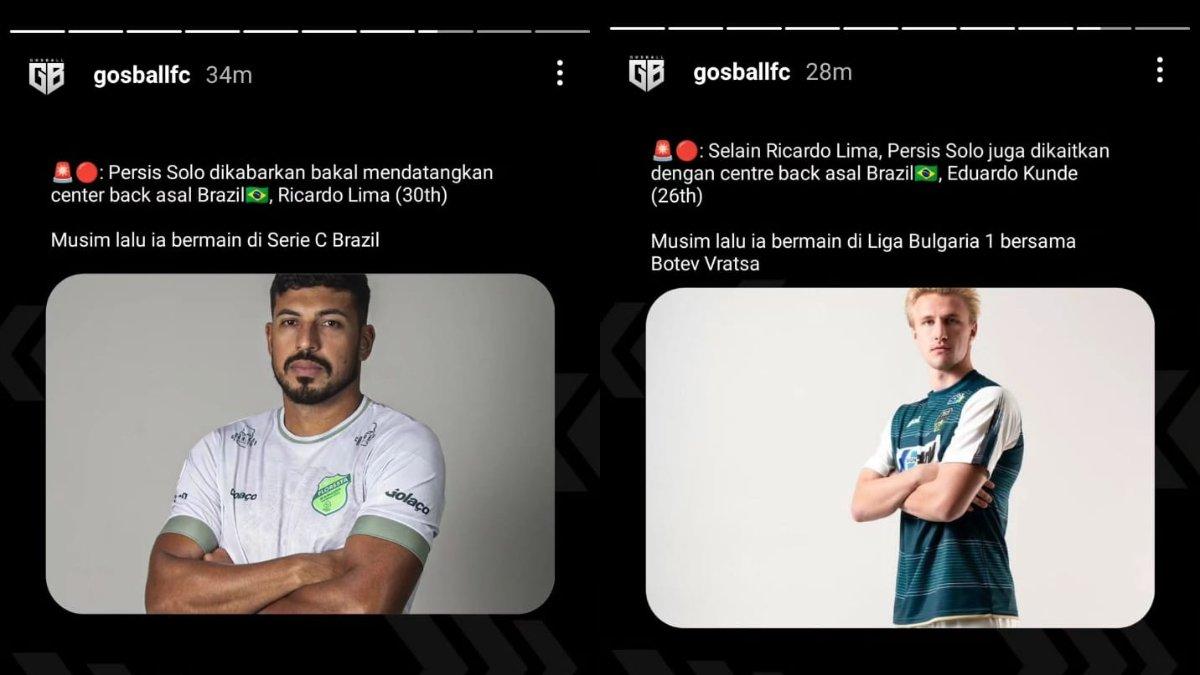 Rumor Ricardo Lima (kiri) dan Eduardo Kunde (kanan) yang dikaitkan dengan Persis Solo jelang Liga 1 2024.