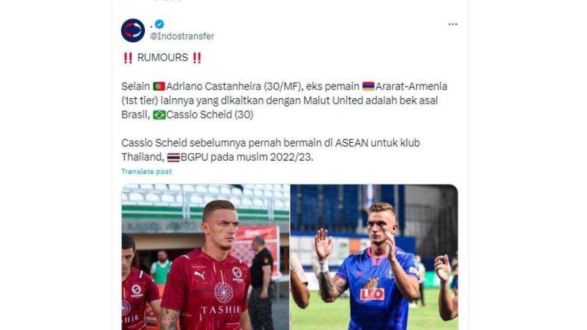 RUMOR - Malut United tengah dikaitkan dengan 2 pemain asing, yakni Adriano Castanheira dan Cassio Scheid jelang musim 2024/2025.