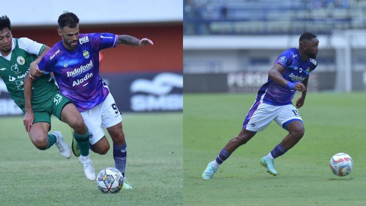 Kolase dua gelandang serang asing milik Persib Bandung di Liga 1 2023, Tyronne del Pino (kiri) dan Levy Madinda (kanan).