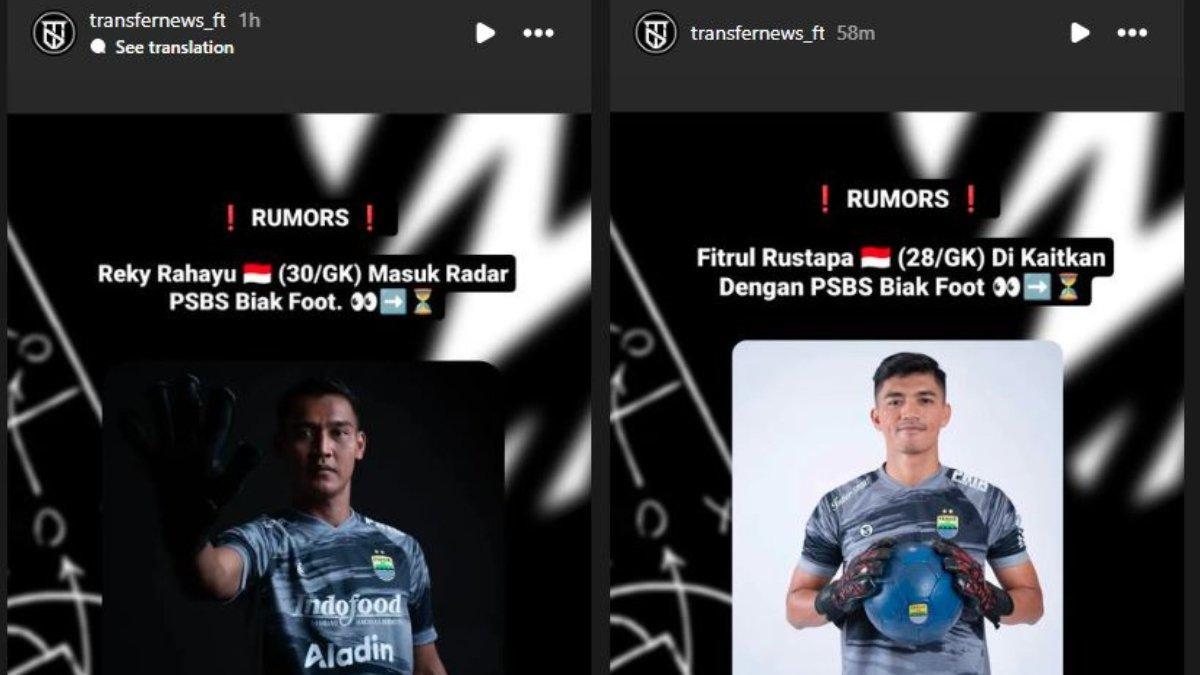 Rumor dua kiper Persib Bandung, yakni Reky Rahayu dan Fitrul Dwi Rustapa yang diminati oleh jawara Liga 2 2023, PSBS Biak.
