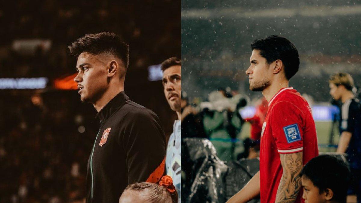 Kolase foto dua palang pintu Timnas Indonesia, Mees Hilgers (kiri) dan Kevin Diks (kanan).