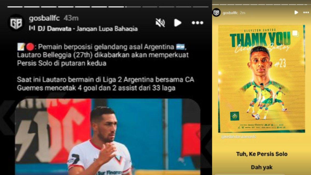 Kolase foto dua pemain asing yang dirumorkan ke Persis Solo untuk putaran kedua Liga 1 2024, Lautaro Bellegia (kiri) dan Cleylton Santos (kanan), Jumat (3/1).