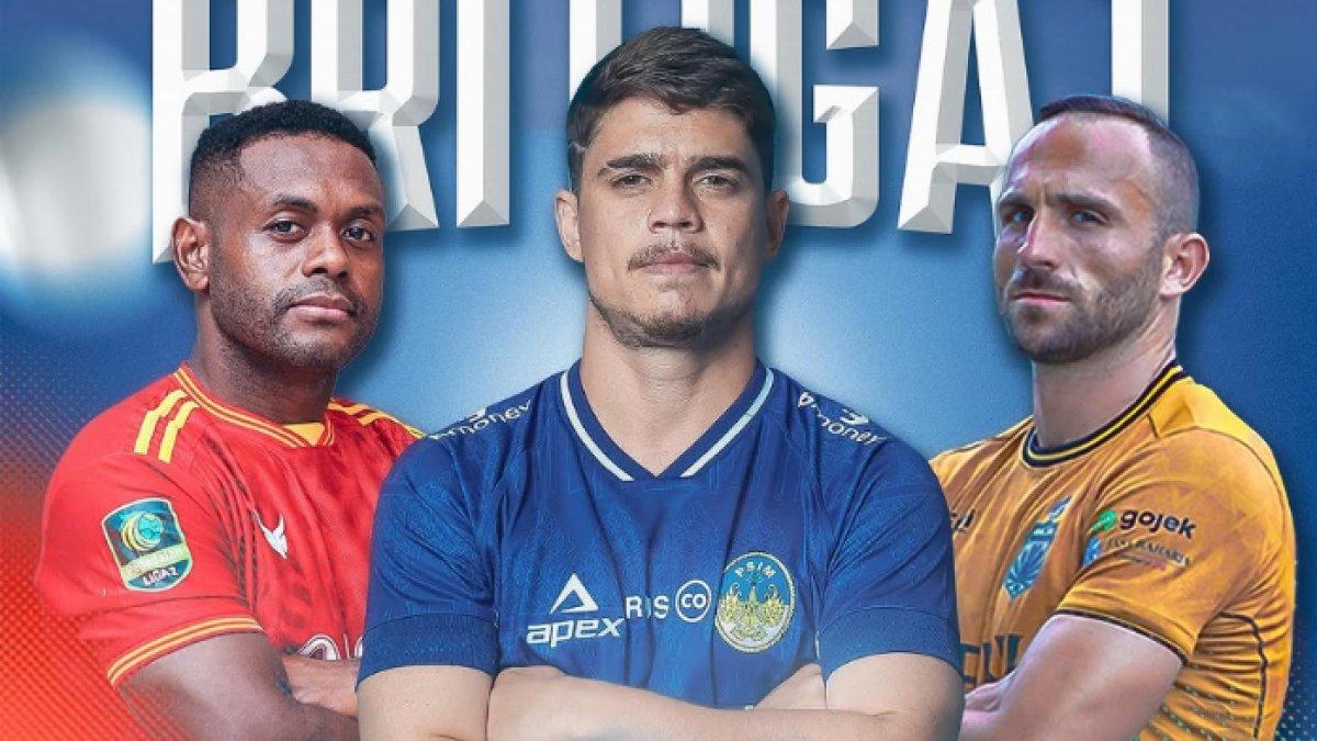 TIM PROMOSI - Tiga tim promosi Liga 1 2025, Persijap Jepara (kiri), PSIM Yogyakarta (tengah) dan Bhayangkara FC (kanan).