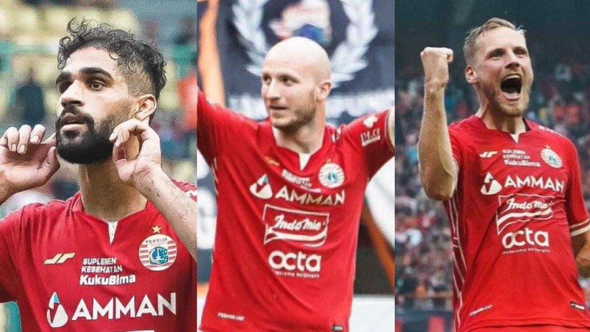 Potret tiga pemain asing milik Persija Jakarta yang rumornya akan segera out, Abdulla Yusuf Helal (kiri), Michael Krmencik (tengah), dan Hanno Behrens (kanan).