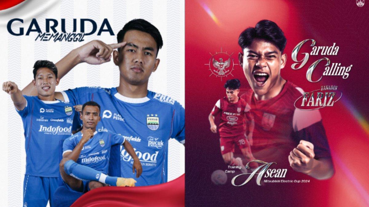 Kolase empat pemain yang dipanggil Timnas Indonesia untuk ASEAN Cup 2024, Persib Bandung melepas Kakang Rudianto, Robi Darwis, Ferdiansyah (kiri) dan Zanadin Fariz dari Persis Solo (kanan).