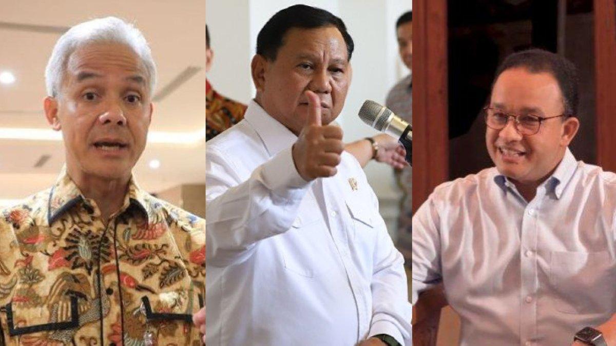Foto tengah: Menteri Pertahanan (Menhan) Prabowo Subianto saat menghadiri acara Silaturahmi dan Tausiyah Kebangsaan di Masjid Istiqlal, Jakarta Pusat, Kamis (18/5/2023). Foto kiri: Gubernur Jawa Tengah Ganjar Pranowo dukung upaya lobi pemerintah agar gelaran Piala Dunia U-20 di Indonesia tidak menyertakan Israel. Foto kanan: Gubernur DKI Jakarta Anies Baswedan menceritakan alasannya mengapa mulai membuat konten di YouTube sejak Sabtu (11/12/2021).
