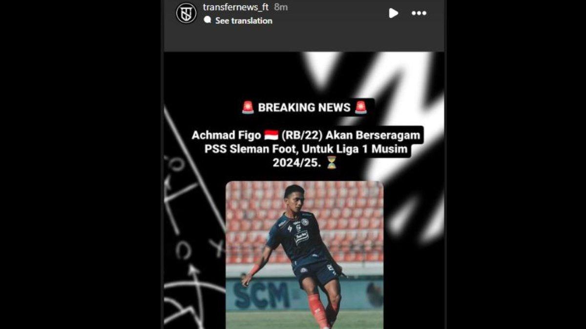 Rumor diminatinya bek muda Arema FC, yakni Achmad Figo oleh PSS Sleman jelang Liga 1 2024.