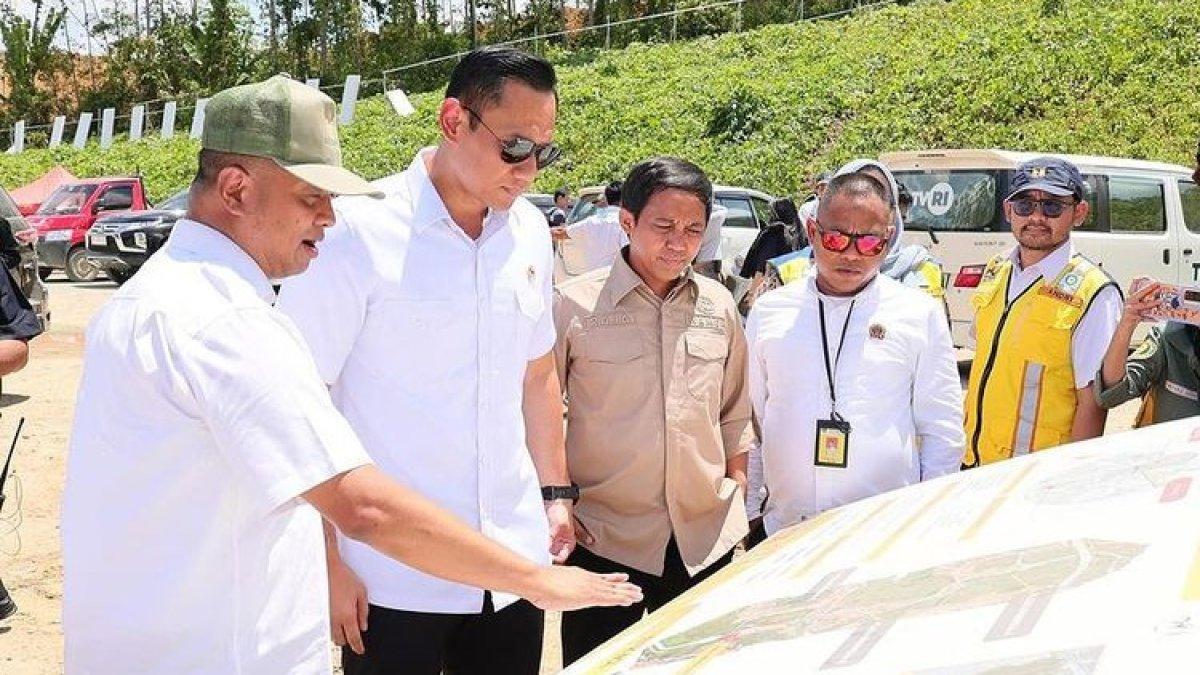 Menteri ATR/Kepala BPN, Agus Harimurti Yudhoyono (AHY) saat kunjungan kerja ke IKN pada Rabu (28/02/2024).