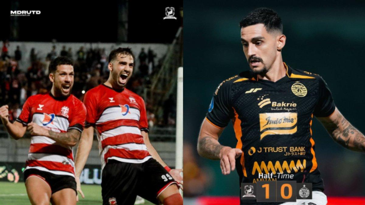 AKSI LAGA - Kolase cuplikan pertandingan antara Madura United kontra Persija Jakarta di pekan ke-27 Liga 1 2024, Minggu (6/4).