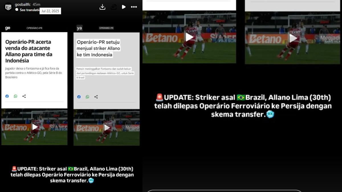 BURSA TRANSFER PERSIJA JAKARTA - Akun @gosballfc bocorkan rilis dari media asing terkait rumor Allano Brendon.