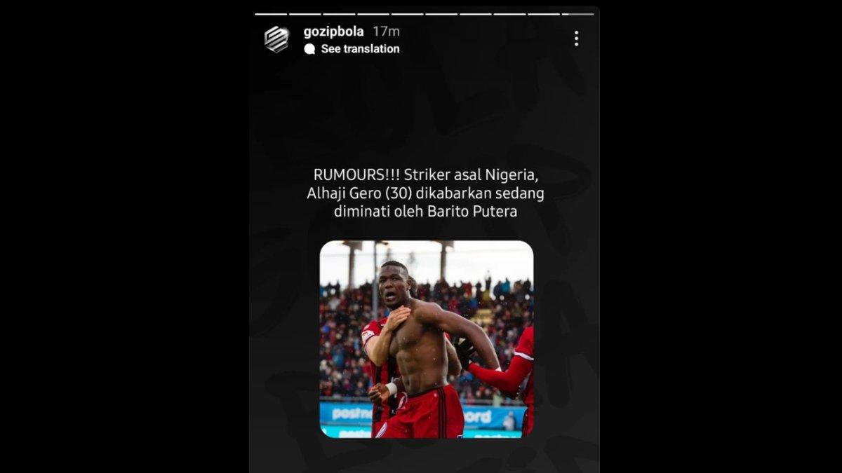 Sosok Alhaji Gero tengah dikaitkan dengan Barito Putera jelang berakhirnya Liga 1 2023.