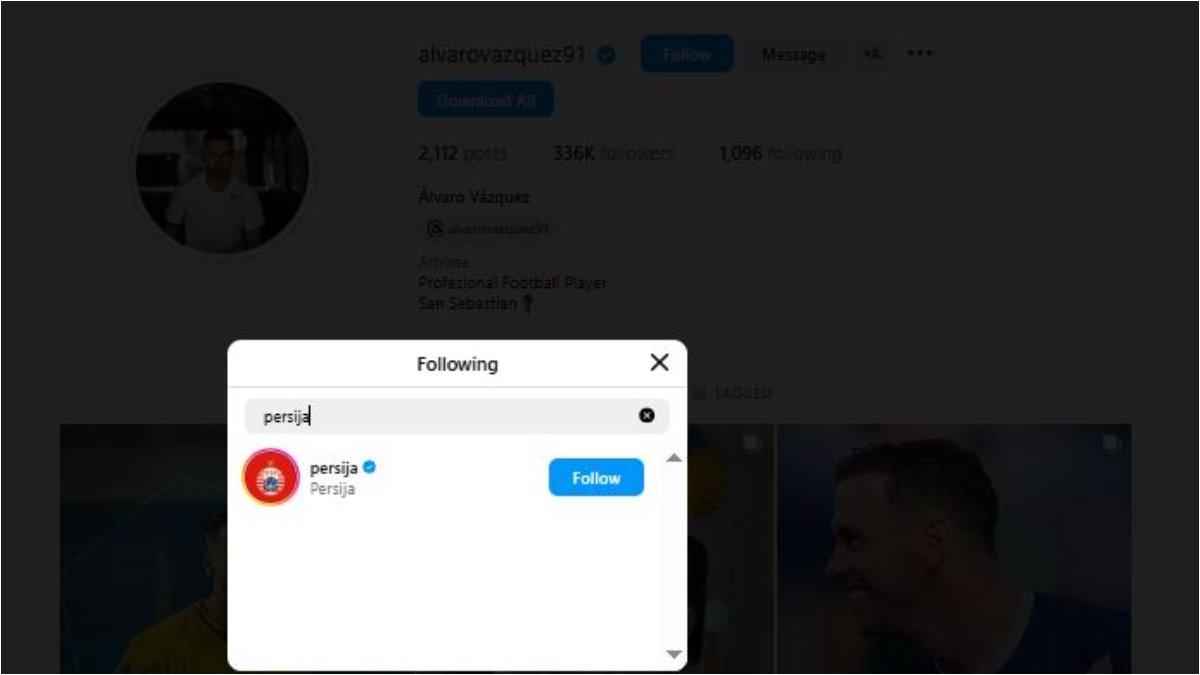 RUMOR TRANSFER PERSIJA JAKARTA - Mantan rekan David de Gea dan Alvaro Morata serta Jordi Amat, Alvaro Vazquez kepergok follow Instagram resmi Persija Jakarta.