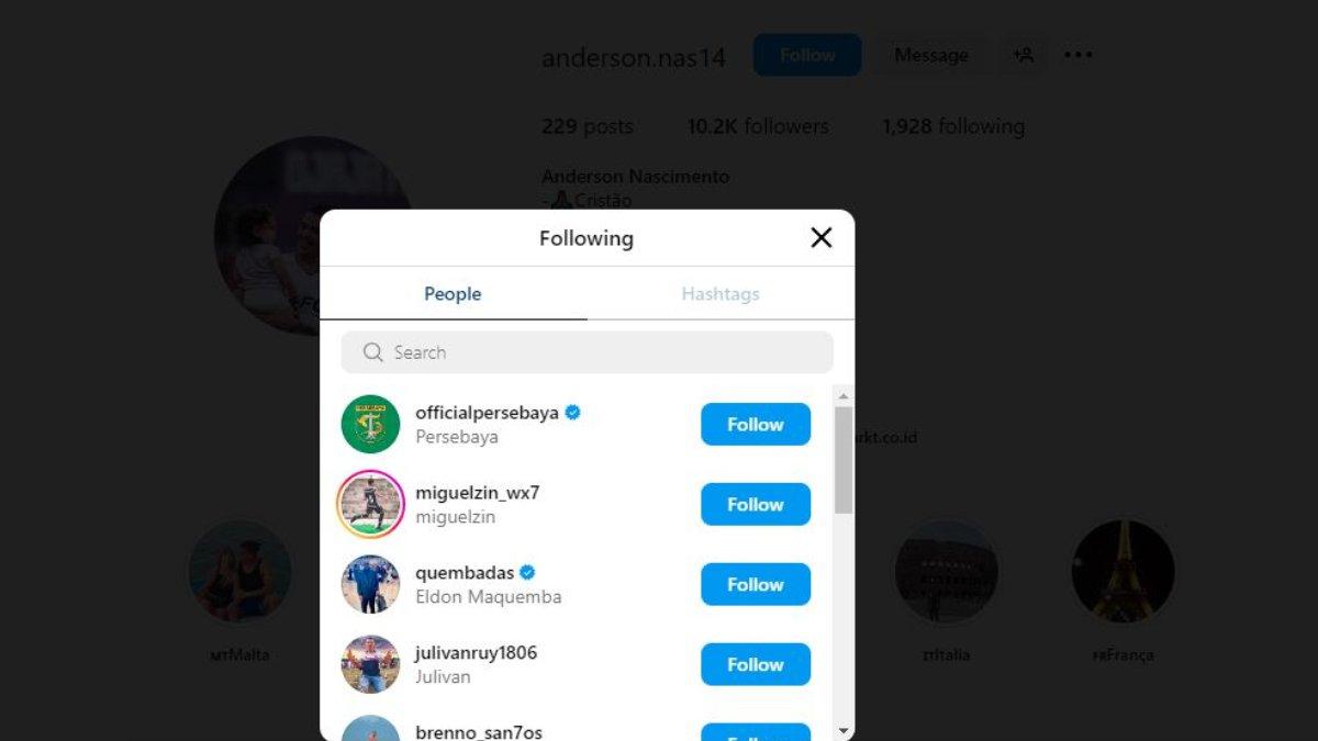 Sosok bek Persik Kediri asal Brasil, yakni Anderson Nascimento kepergok mengikuti Instagram Persebaya Surabaya, tebar kode agar direkrut?