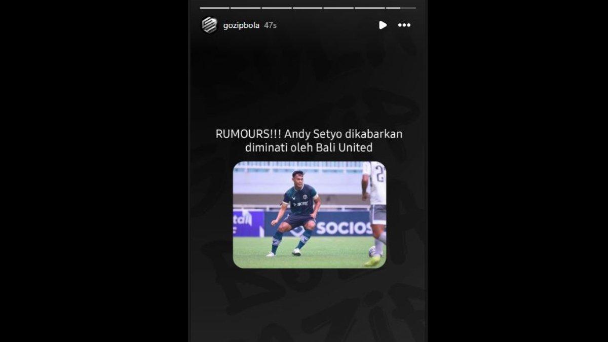 Rumor diliriknya Andy Setyo oleh Bali United jelang berakhirnya Liga 1 2023.