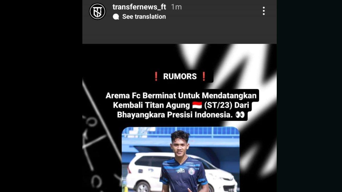 RUMOR - Sosok Titan Agung tengah dikaitkan dengan Arema FC untuk gelaran Liga 1 2024 mendatang.