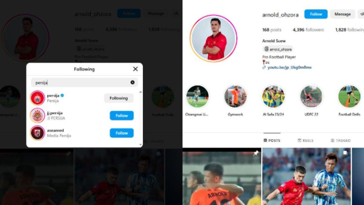 RUMOR TRANSFER - Winger Jerman milik Chiangmai United, Arnold Suew kepergok sudah mengikuti Instagram Persija Jakarta dan santer gabung di Liga 1 2025.