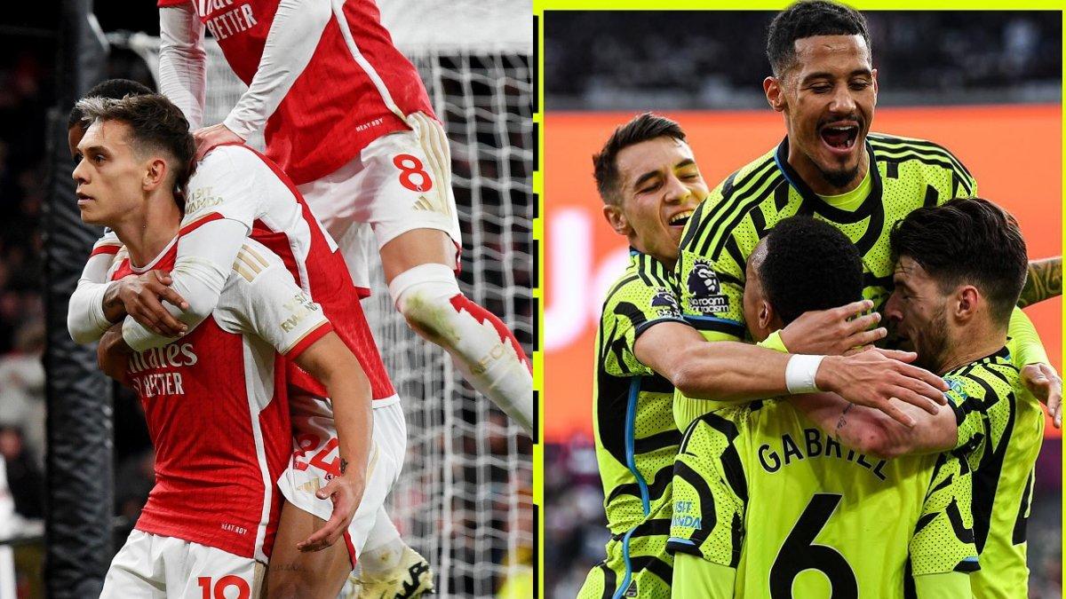 Kolase foto Arsenal di Liga Inggris 2023/24.