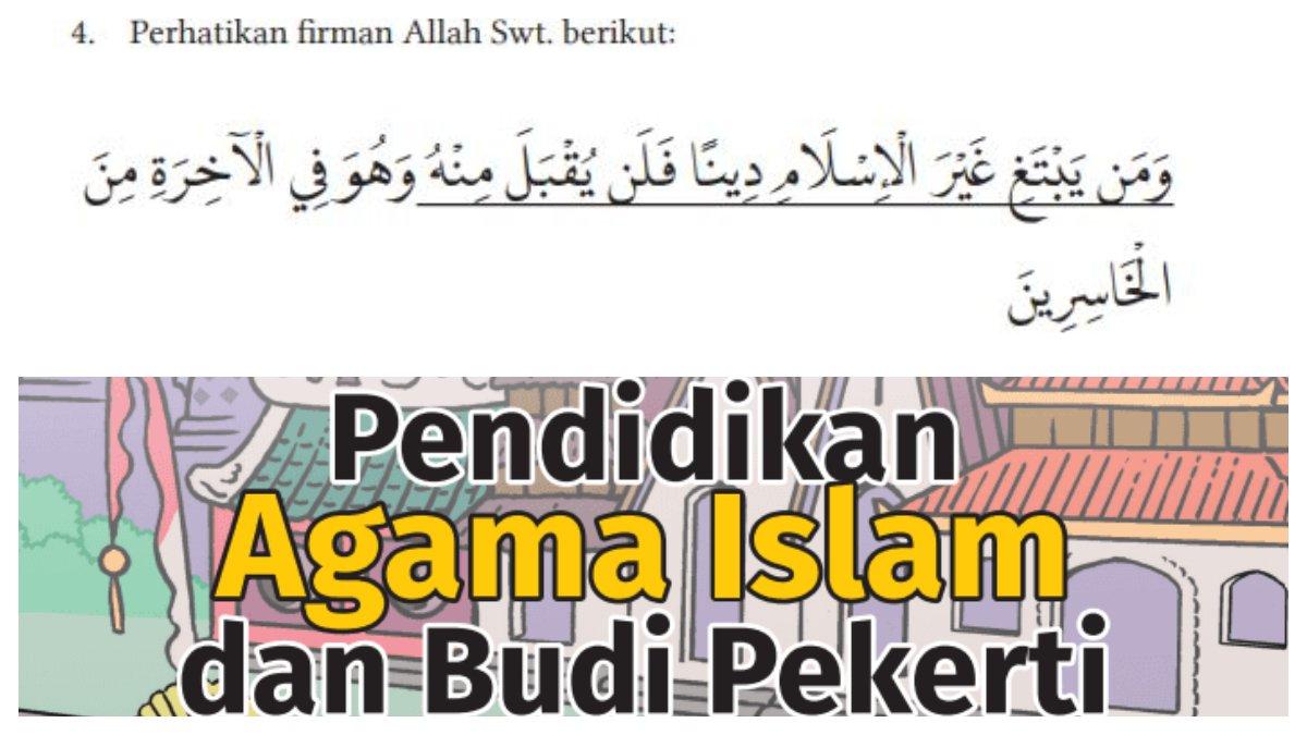 Soal nomor 4 dalam pilihan ganda terdapat ayat Al-Qur'an yang digaris bawahi dan harus dijawab terlebih dahulu. Soal ini terdapat pada halaman 64.