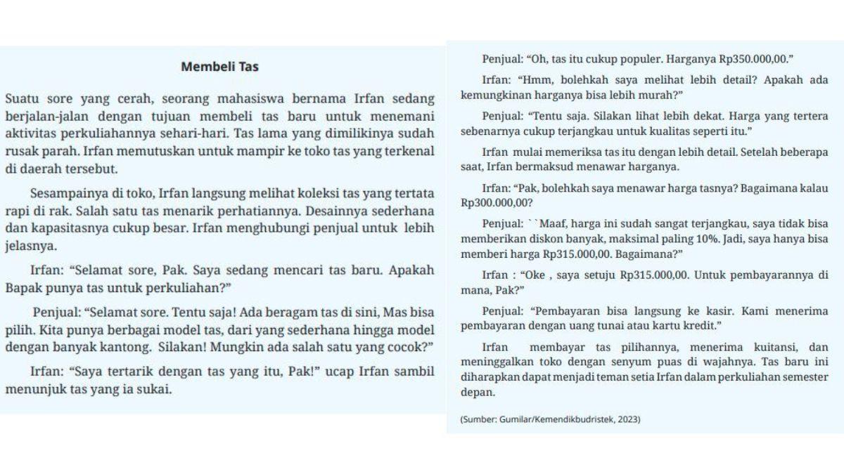 KUNCI JAWABAN - Bacaan untuk soal halaman 148 buku bahasa indonesia Bab 4 kelas 10 SMA
