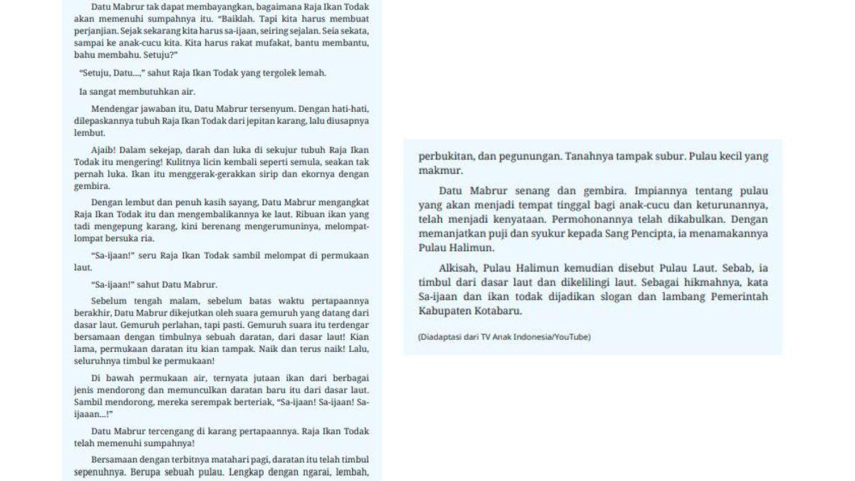 KUNCI JAWABAN - Bacaan untuk soal nomor 1 sampai 5 kegiatan 2 bab 3 Bahasa Indonesia kelas 10 SMA diambil pada Sabtu (19/7/2025).