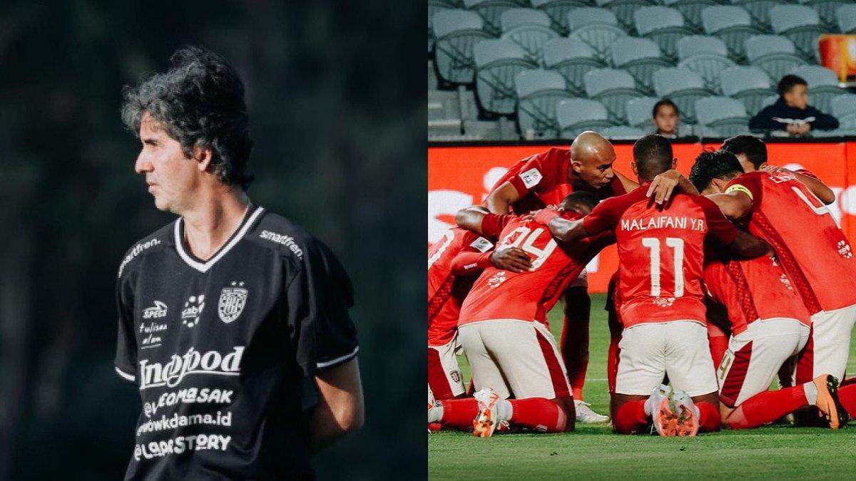 Kolase foto pelatih Bali United, Stefano Cugurra alias Teco (kiri) dan skuad Serdadu Tridatu di musim 2023/2024 (kanan).
