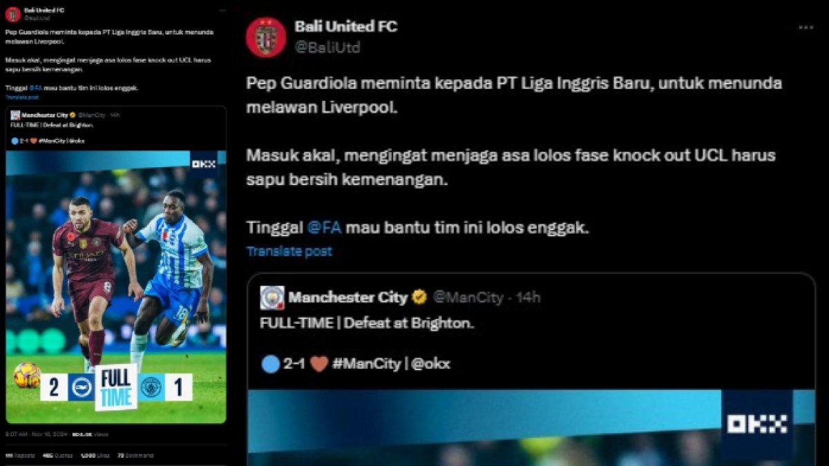 Sindiran sarkas Bali United untuk Bojan Hodak yang meminta laga Serdadu Tridatu kontra Persib Bandung di pekan ke-12 Liga 1 2024/2025 ditunda.