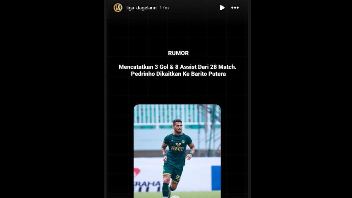 Rumor diliriknya Pedrinho oleh Barito Putera untuk gelaran Liga 1 2024/2025 kelak, Kamis, 18 April 2024.